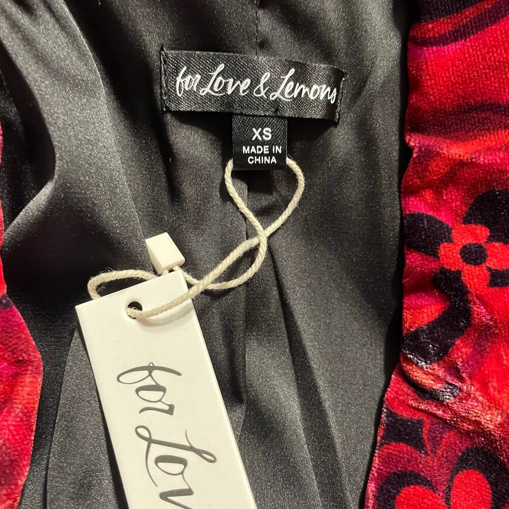 NWT - For Love & Lemons Red Floral-Paisley Velvet Penny Blazer - Picture 4 of 6